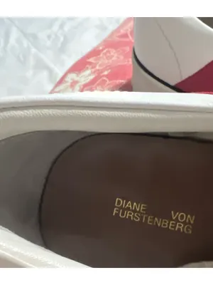 Diane Von Furstenberg White Sneakers with Pink and Red Stripes thumbnail 5