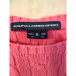 Ralph Lauren Sport Cable Knit Sweater Womens XL Pink Cotton Crew Neck Pullover thumbnail 2