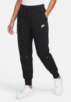Nike Sportswear Track Pants Womens L Black Cotton Tech Fleece Drawstring Waist thumbnail 1