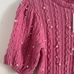 ZARA Pink Pearl Knit Sweater Top NWT thumbnail 4