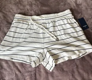 Parke x Target Drawstring Knit Shorts - White/Navy Blue Striped MEDIUM- IN HAND thumbnail 1
