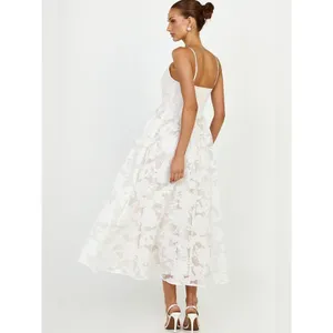 Showpo NWT Philine Midi Jacquard Plunge Dress Off White Size 2 thumbnail 3