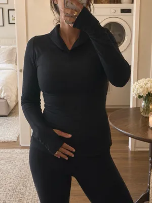 Lululemon Full Tilt Long Sleeve Cowl Neck Top Size 6 Black thumbnail 1