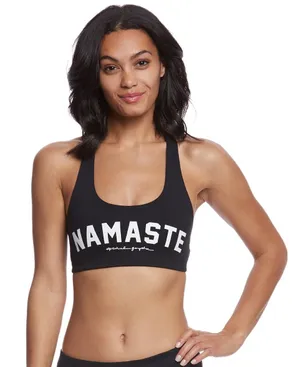 Spiritual Gangster Namaste Athletic Paradise Yoga Sports Bra - Gray thumbnail 1