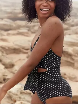 Aerie Black Polka Dot One-Piece Swimsuit thumbnail 3