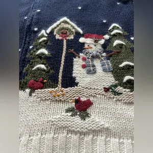 Vintage Croft & Barrow winter snowman embroidered zip-up cardigan sweater. NWT thumbnail 4