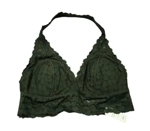 Aerie Animal Lace Padded Halter Bralette Size Small Olive Green Lined thumbnail 2