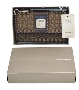 Giani Bernini Block Signature Womens Small Wallet Brown 4.5" thumbnail 1