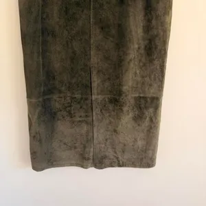 Vintage Olive Green Eddie Bauer Seattle Suede Maxi Skirt thumbnail 3
