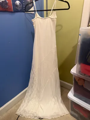 Ivory maxi dress with lace detailing White Size XS thumbnail 4