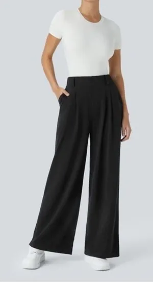 NWT Halara Flex™ High Waisted Wide Leg‎ Waffle Work Pants Pull On PXL Black thumbnail 1