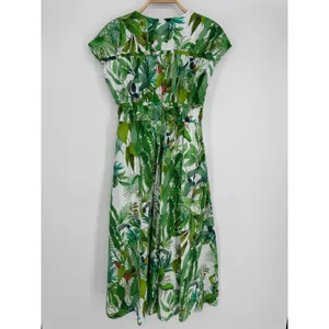 Antonio Melani Tropical Print Midi Dress Size‎ 2 Green Botanical Resort Chic thumbnail 6