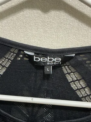 bebe Black Short Sleeve Mesh Yoke Athletic Tee thumbnail 2