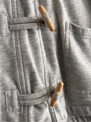 Cheetah Gray Hooded Toggle Duffle Sweatshirt Jacket Retro 90s thumbnail 4