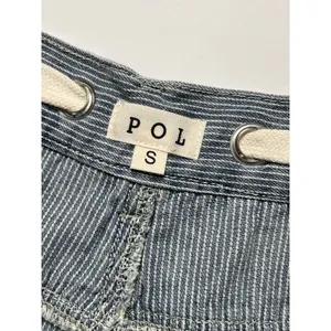 POL Crochet Drawstring Shorts Small Blue White Denim Cotton thumbnail 4
