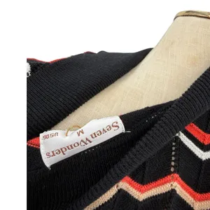 Seven Wonders‎ Andrea Knit Top Jaffa Combo Chevron Button Front Collared Size M thumbnail 10