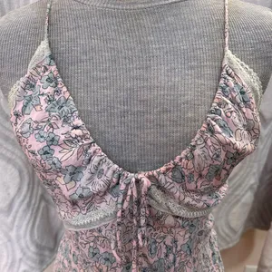 Free People Intimately All I Ever Wanted Maxi Floral Pink Blue Slit Dress Slip thumbnail 8