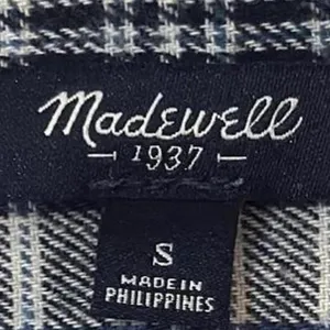 Women's Madewell Blue Plaid Button‎ Up Flannel Shirt Small thumbnail 2