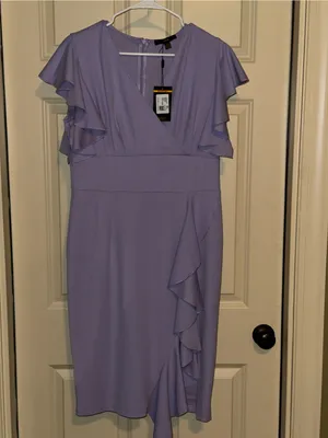 Lilac Ruffle Wrap-Front Midi Dress - Women thumbnail 5