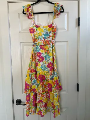 NWT Women’s Baltic Born Dani Ruffle Tiered Midi Dress | Multi Floral Size M thumbnail 9