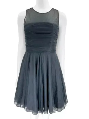 Alice + Olivia Sleeveless Charcoal Gray Mesh Bodice Party Dress size S thumbnail 9