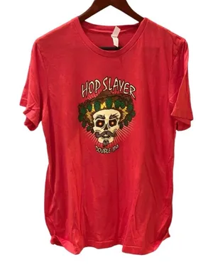 Bella Canvas Hop Slayer Double IPA Beer Brewery Wild Onion Skull TShirt Red L Brewery Edgy thumbnail 1