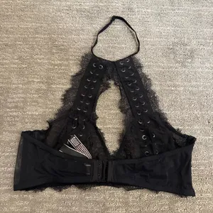Victoria's Secret Very Sexy Halter Black Lace Up Goth Witchy Bralette Medium thumbnail 2
