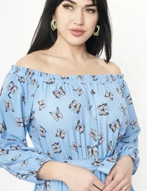 Unique Vintage Blue & Butterflies PLUS SIZE Sweet Escape Maxi Dress NWT | 2XL thumbnail 8