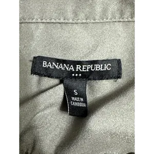 Banana Republic Olive Green Classic Embroidered Button Up Blouse Office Ready thumbnail 8