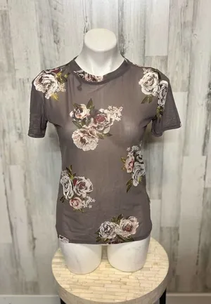 Mesh floral top Gray thumbnail 1