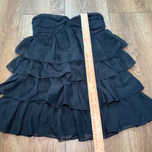 Missguided Black Strapless Tiered Ruffle Mini Dress Sweetheart Neckline Size S thumbnail 6