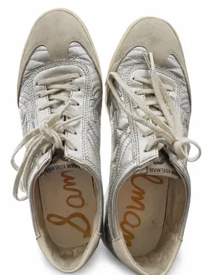 Sam Edelman White and Silver Sneakers thumbnail 1