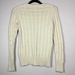Gap Off White Minimalist Clean Girl Cable Knit Neck Sweater S Autumn Fall Casual thumbnail 4