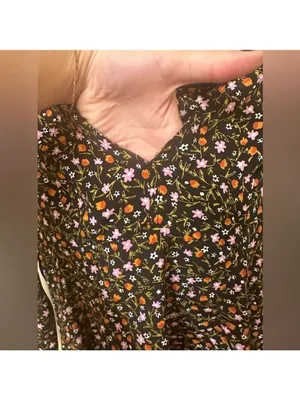 Zara Floral Print Long Sleeve Mini Dress Black Small thumbnail 10