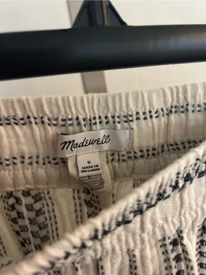 Madewell Lightspun Balloon Pull-On Pants Size Small White Black thumbnail 3