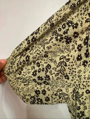 Urban Outfitters Sorrento wrap romper green floral print and puff sleeves small thumbnail 6