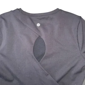 Lululemon Black Long Sleeve‎ Cropped Workout Top Keyhole Back Athleisure Size M thumbnail 5