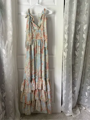 Petal & Pup boho Christabel Floral Sleeveless Tiered ruffle Maxi Dress size S thumbnail 6