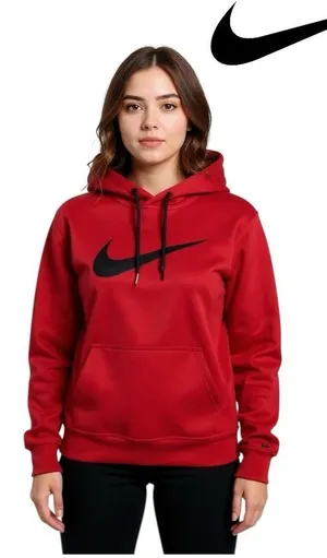 ✅ Nike Crimson Hoodie with Ebony Swoosh excellent condition women size M thumbnail 1