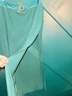 Plus Size 4XL Teal Sheer Sarong Swim Cover Up Beach Wrap Maxi thumbnail 7