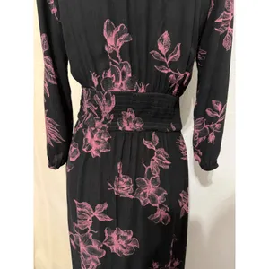 Whimsical‎ American Rag Midi Dress S Black Pink Floral Smocked Waist High-Low thumbnail 17