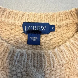 Vintage J.Crew Cable Knit Fisherman Sweater Wool Tan Beige Women Size Medium thumbnail 2