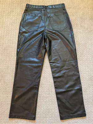 Abercrombie & Fitch The 90’s Ultra High Rise Straight Black Faux Leather Pants thumbnail 5