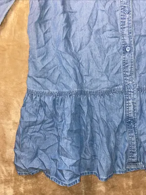 beachlunchlounge Light Blue Denim Button-Front Dress thumbnail 5