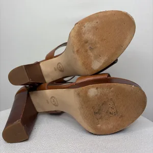 Michael Kors Brown Leather Front Zip Block Heel women’s Size 8(B94)”✨ thumbnail 9
