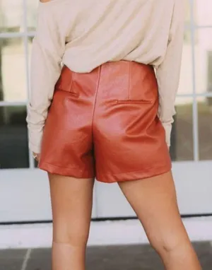 These Three Boutique High Waisted Faux Leather Shorts thumbnail 3