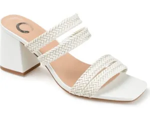 Journee Collection White Braided Triple-Strap Block Heel Mule thumbnail 1