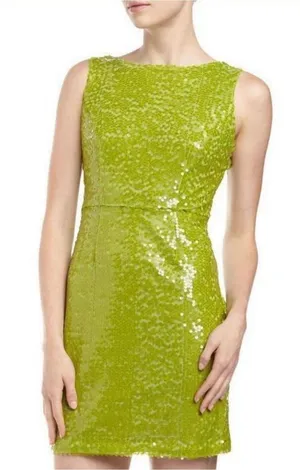 Marc New York Sequin Lime Green Mini Dress Vintage Size 4 thumbnail 1