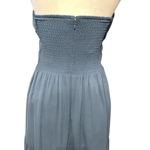 WAYF Talia Tiered Maxi Dress Strapless Smocked Stretchable Bodice Blue W M NWOT thumbnail 6