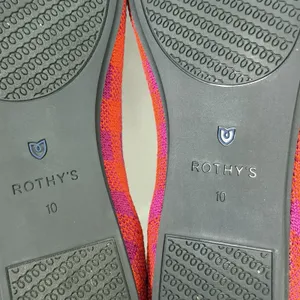 Rothys Size-10 Women Ballet Flat The‎ Square Pomegranate Gingham Orange Plaid thumbnail 4